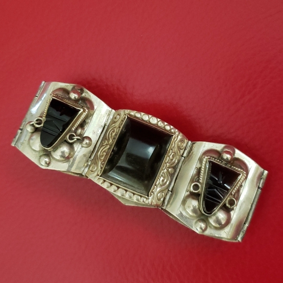 vintage Sterling Silver Stone Bracelet - Picture 2 of 16